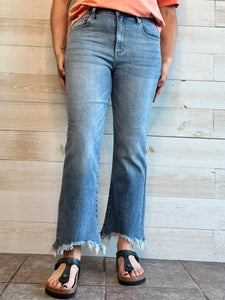 Tessa Kick Flare Frayed Bottom Jeans
