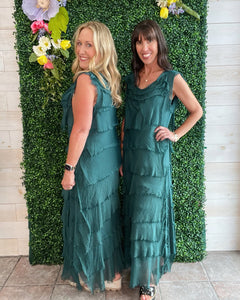One and Only Italian Silk Ruffle Dress