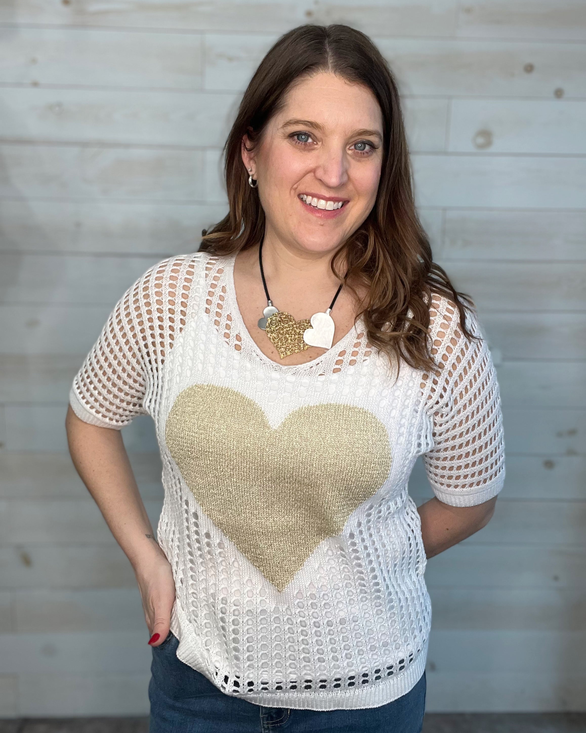 Heart of Gold Open Knit Top