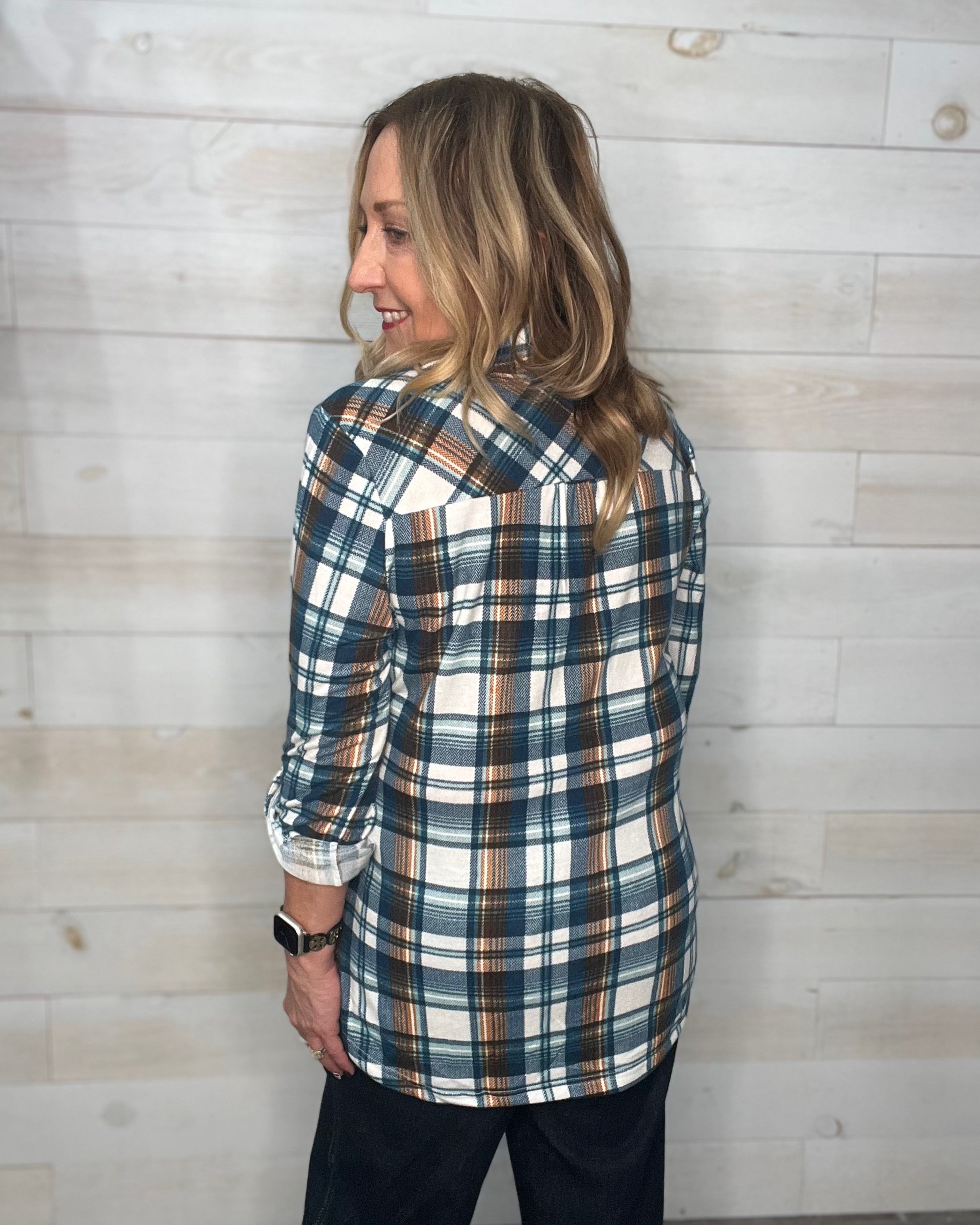 Autumn Days Flannel in Teal