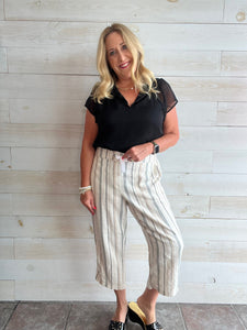 Stripes For Days Linen Cropped Pants