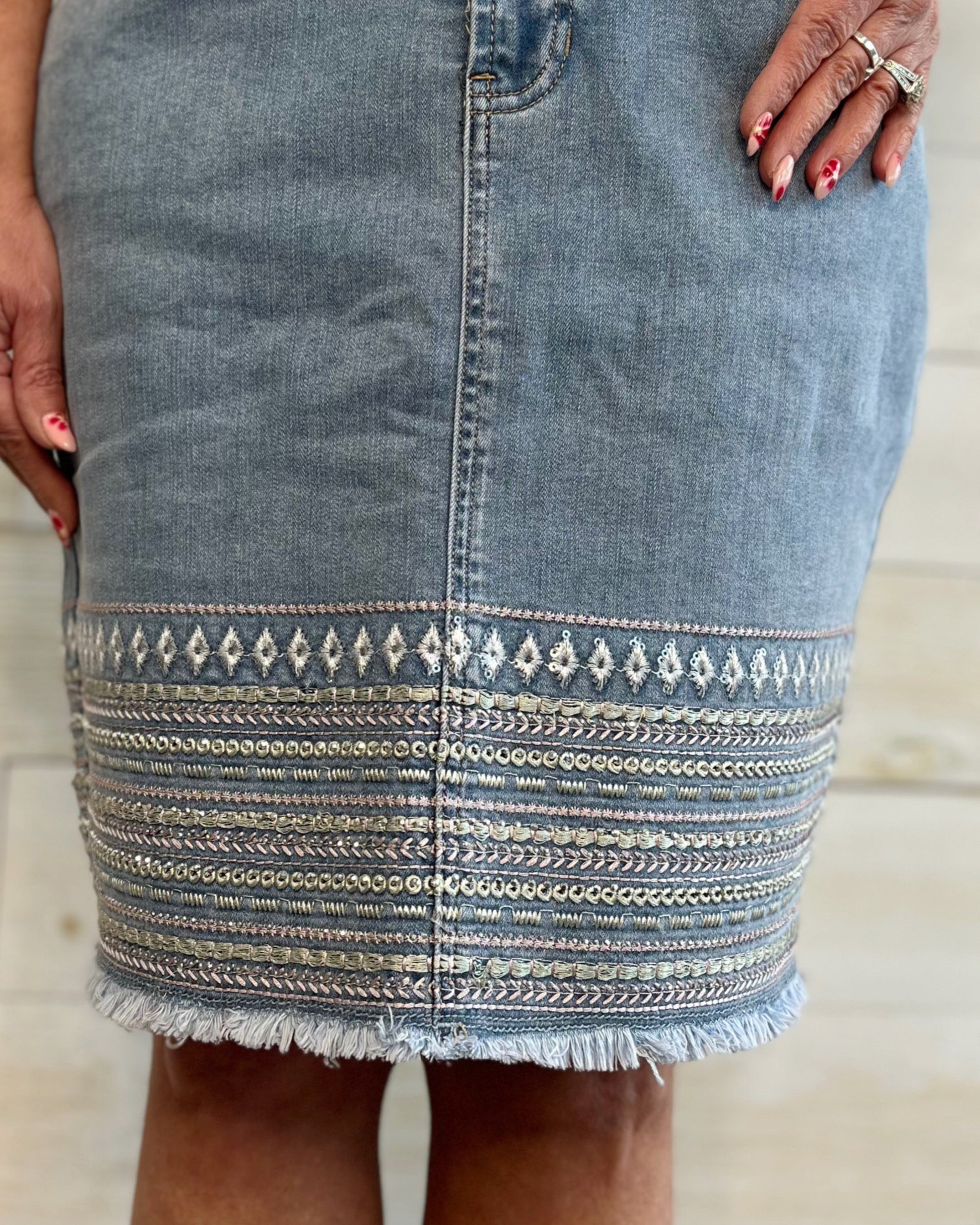 Phoebe Denim Skirt+ with shorts inside