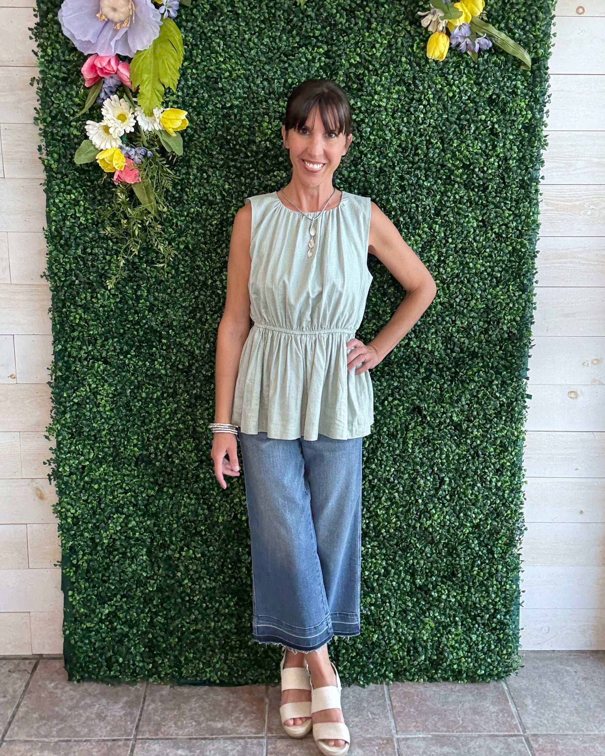 Sophisticated Flirt Linen Blend Top