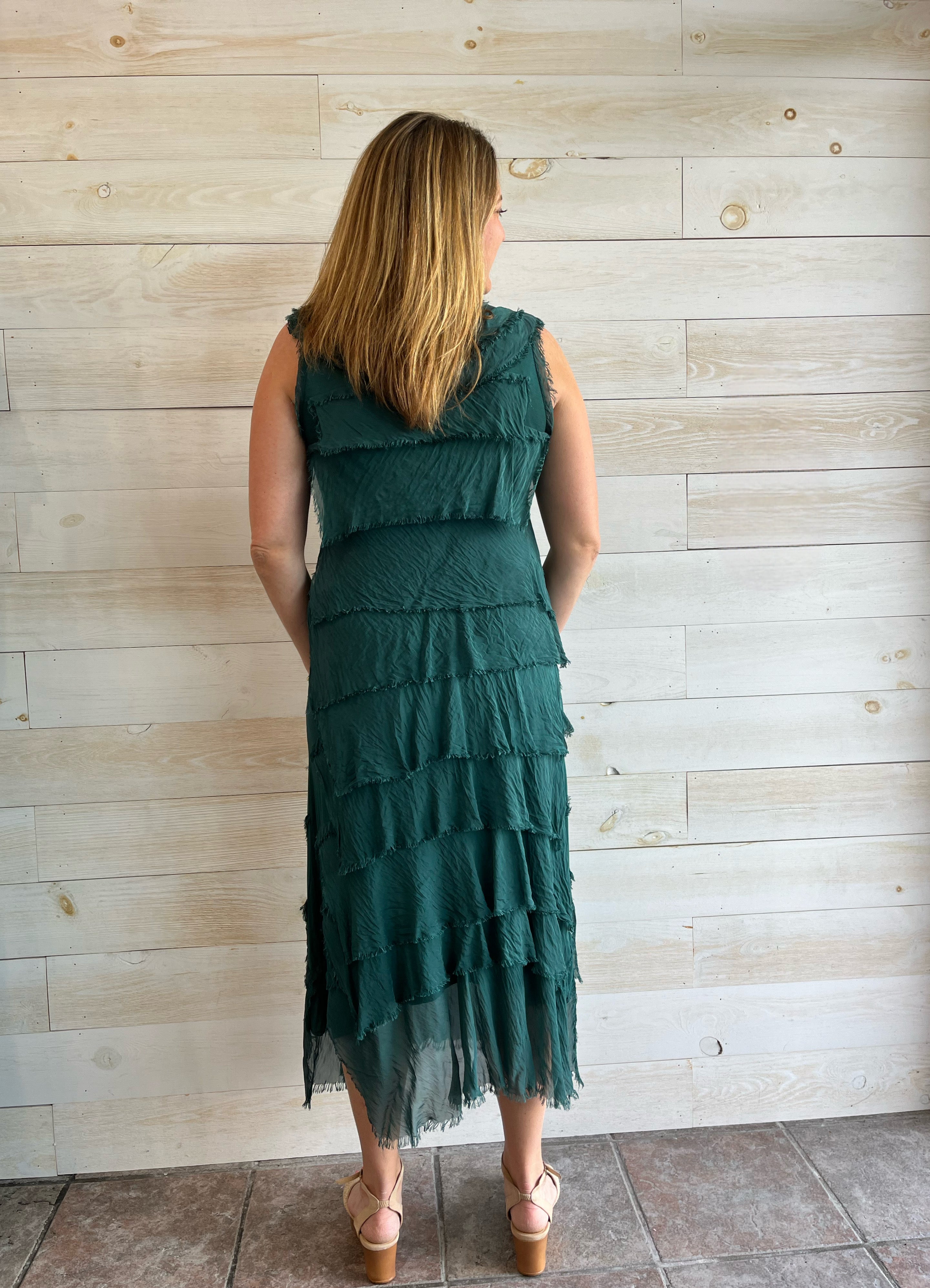 One and Only Italian Silk Ruffle Dress