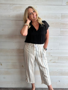 Stripes For Days Linen Cropped Pants