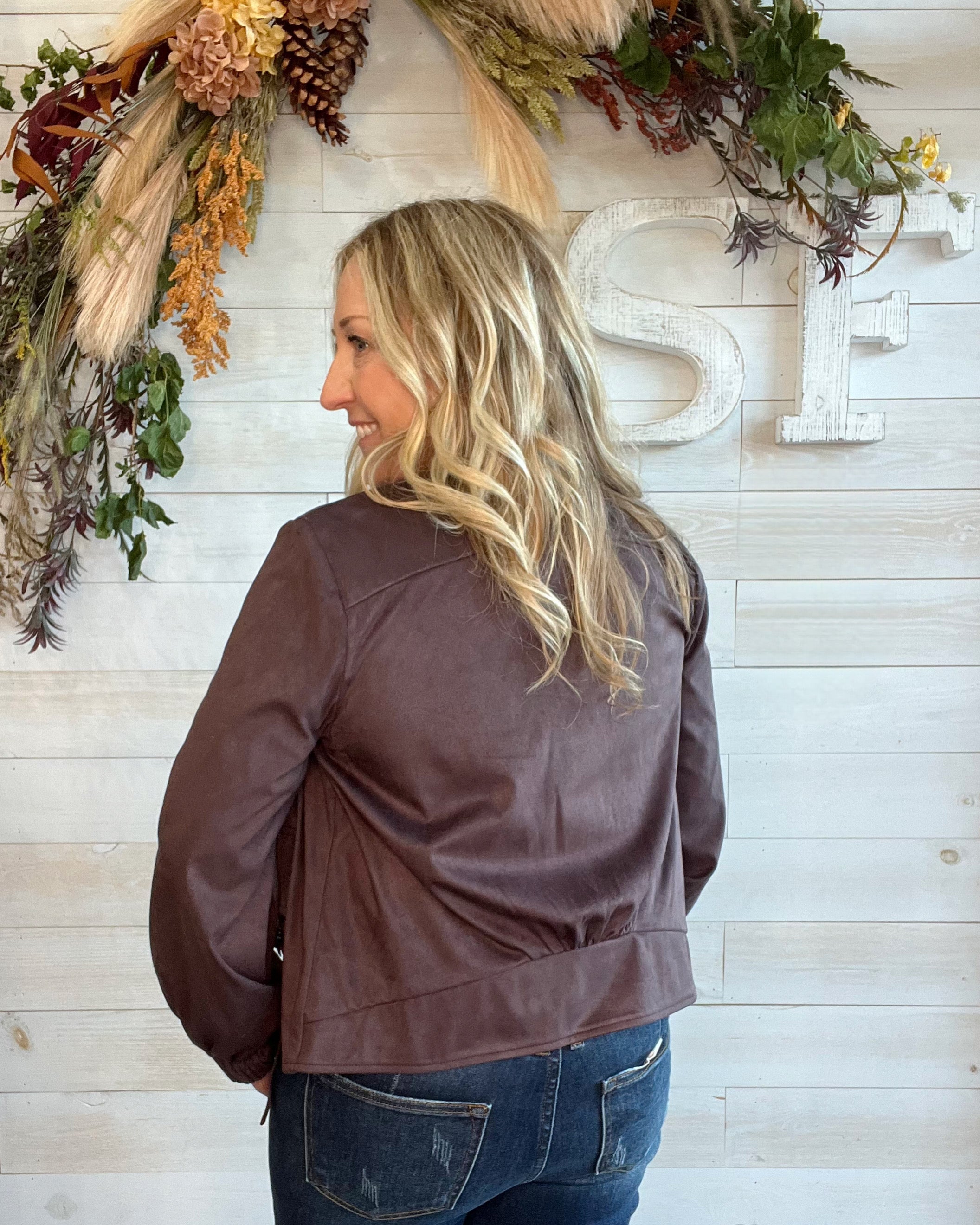 Urban Suede Jacket in Chocolate Brown