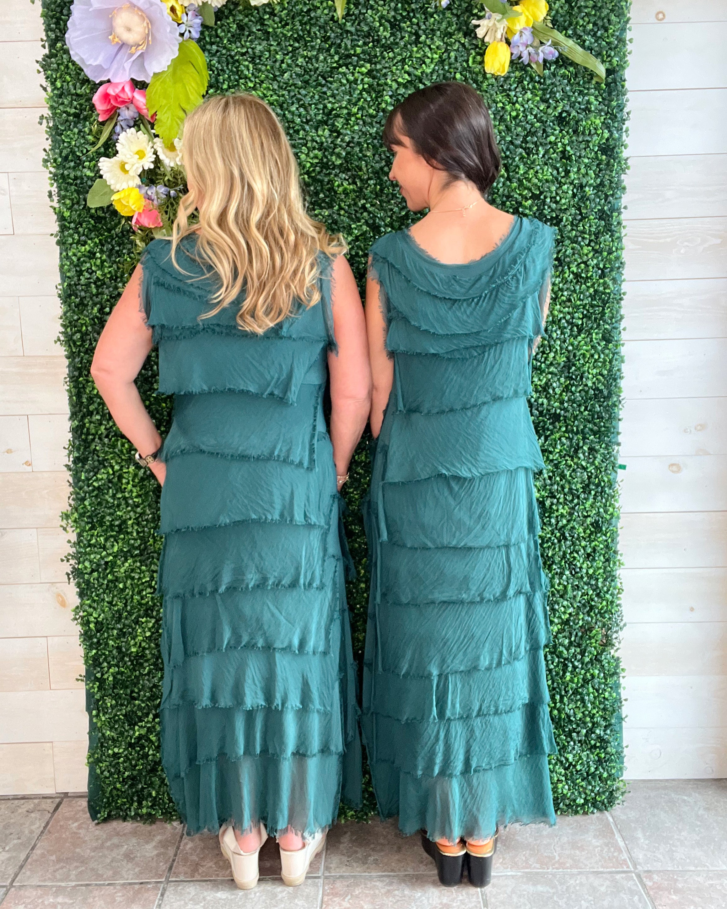 One and Only Italian Silk Ruffle Dress