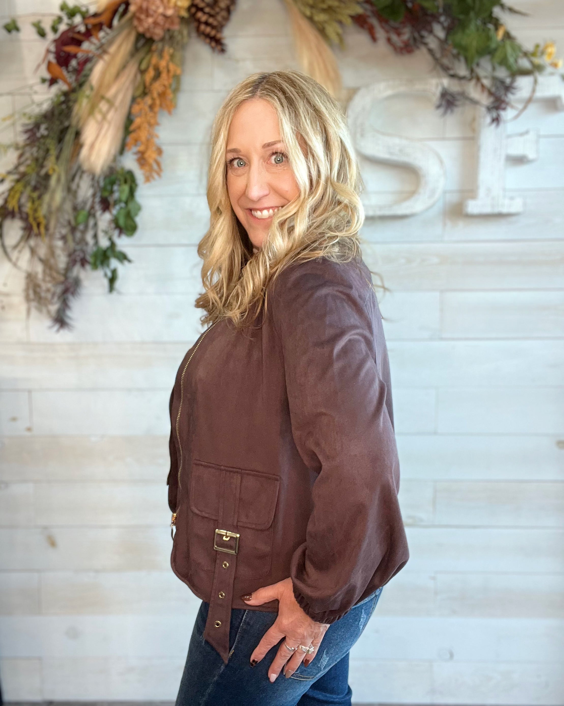 Urban Suede Jacket in Chocolate Brown