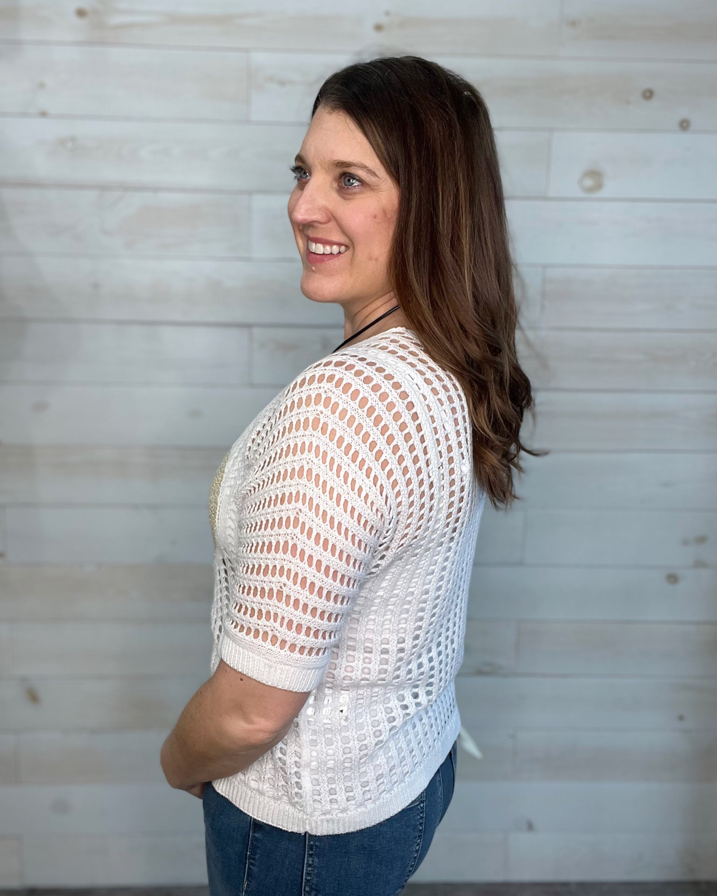 Heart of Gold Open Knit Top