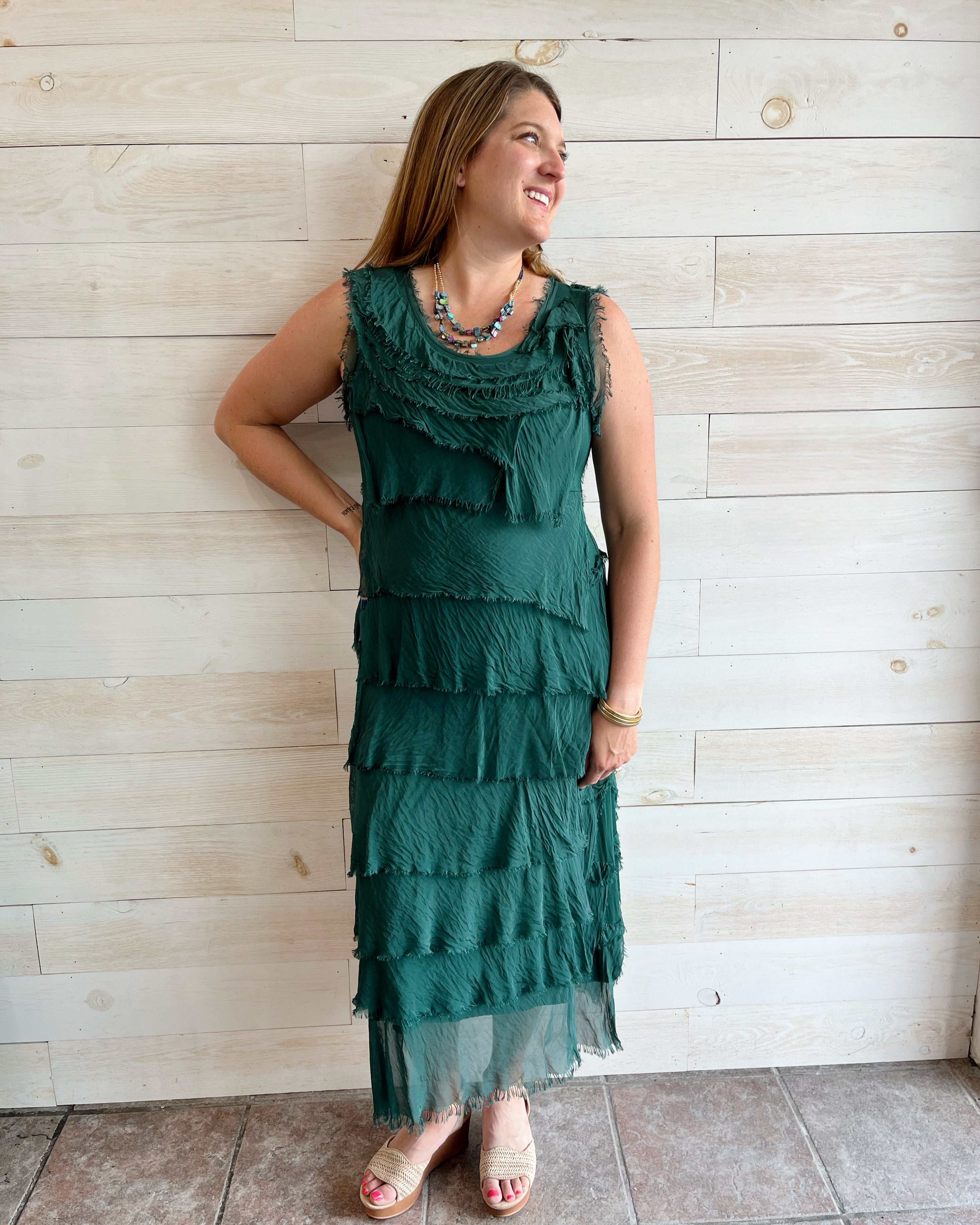 One and Only Italian Silk Ruffle Dress