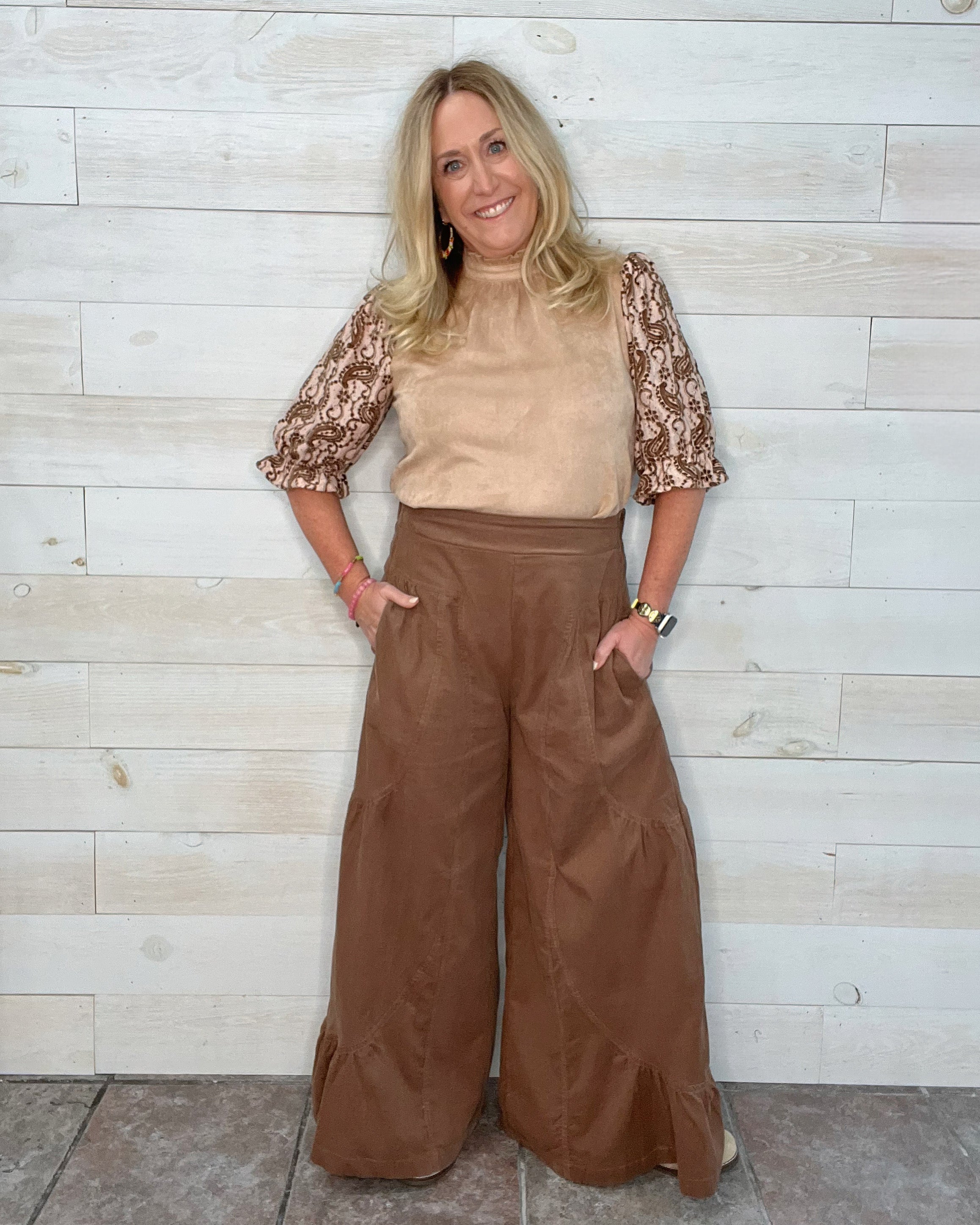 Pumpkin Spice Ruffle Palazzo Pants