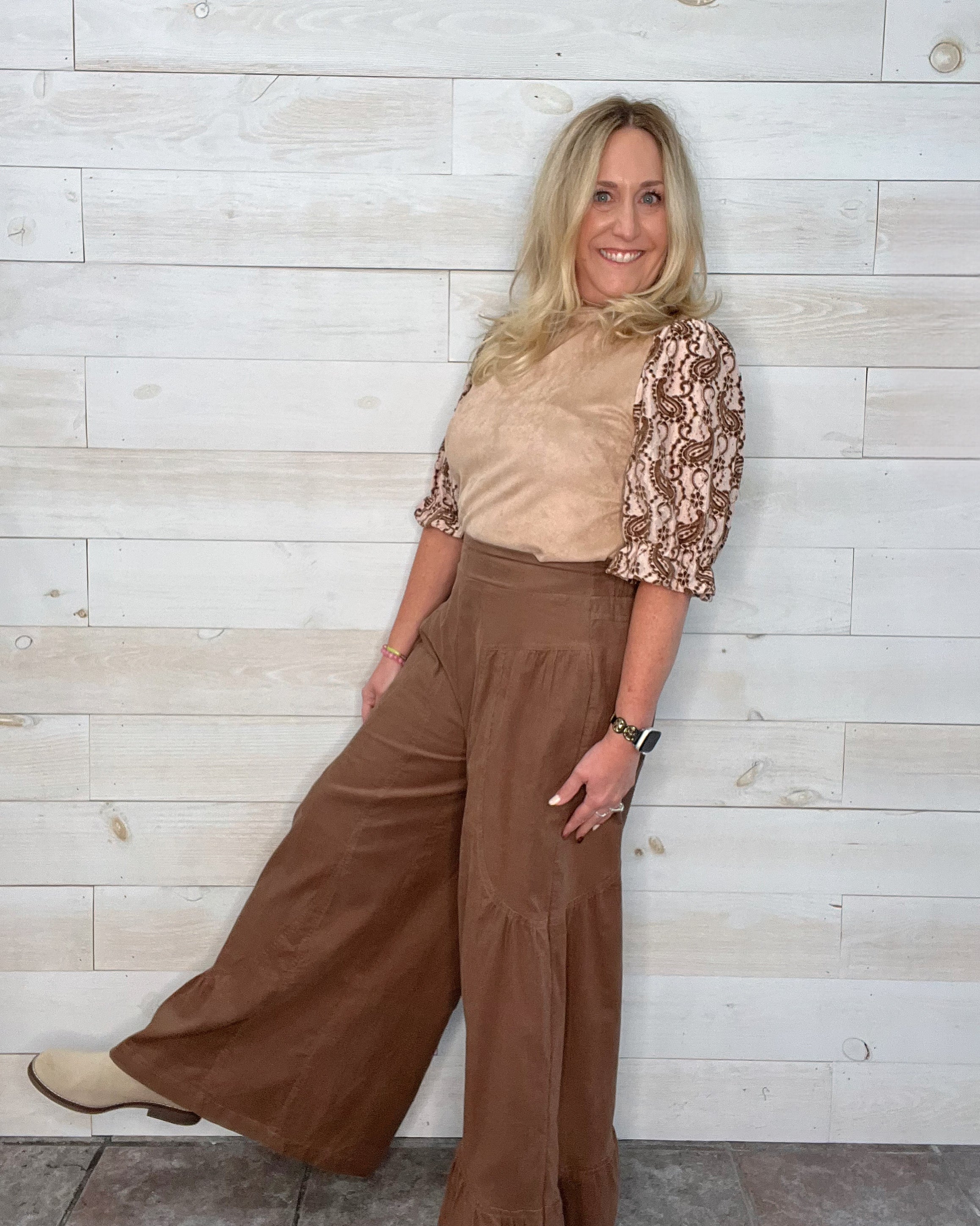 Pumpkin Spice Ruffle Palazzo Pants