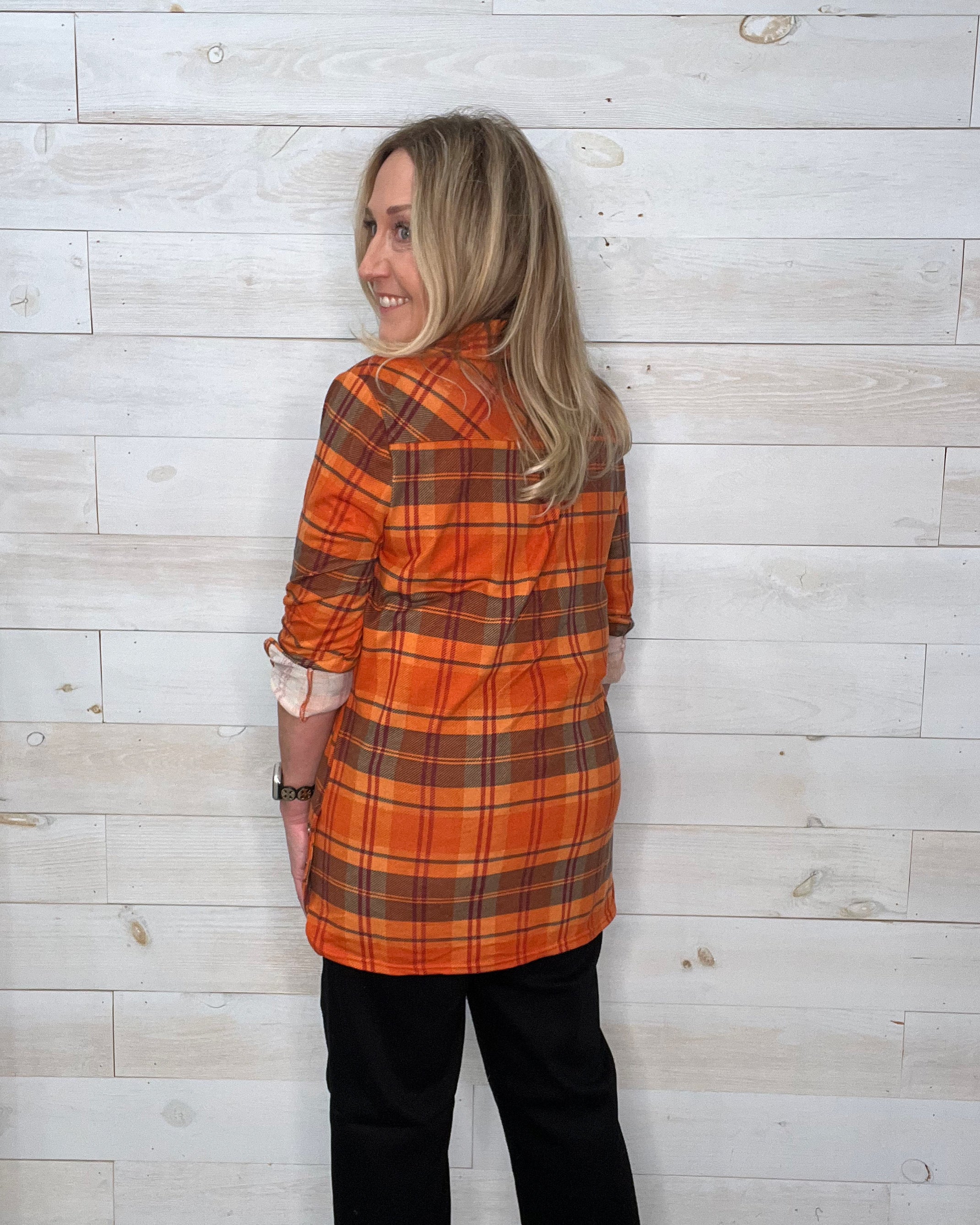 Autumn Days Flannel Shirt In Orange/Rust