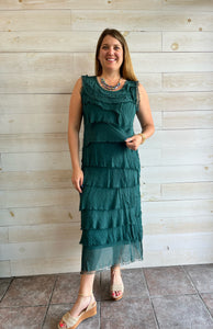 One and Only Italian Silk Ruffle Dress