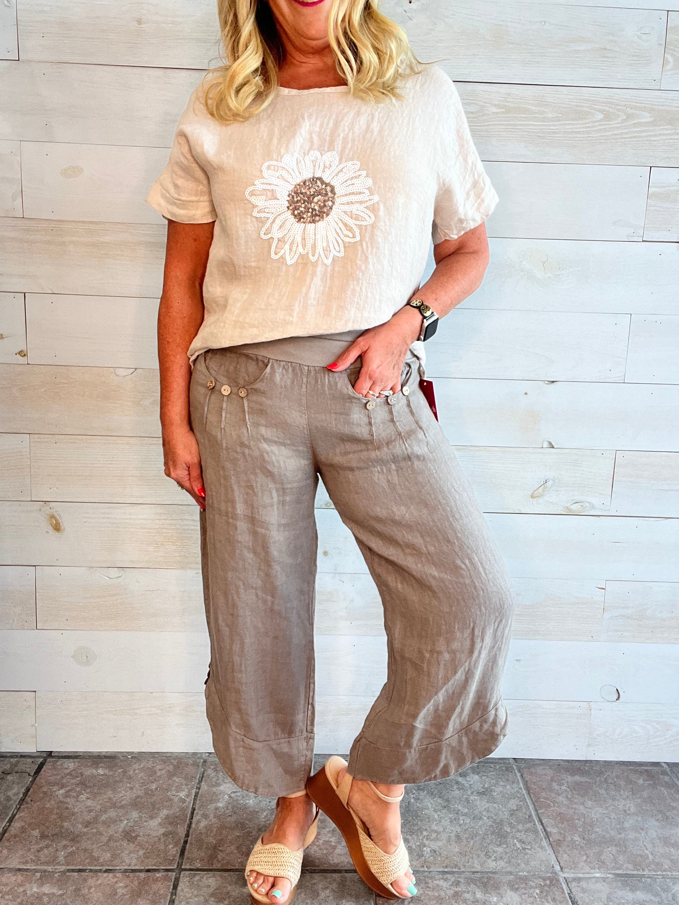 Made in Italy Cropped Linen Pants