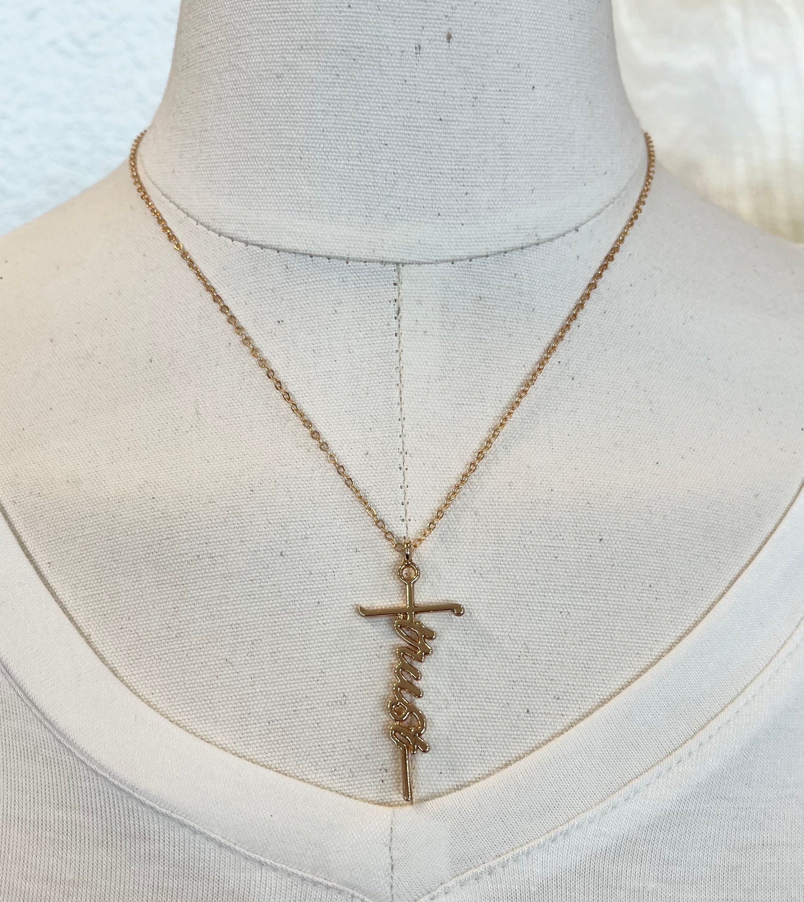 Cross and Words Necklaces- Two Word Choices